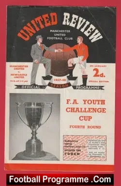Manchester United v Newcastle United 1958 – FA Youth Cup SIGNED