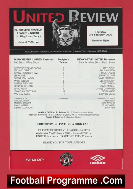 Manchester United v Newcastle United 2000 - Reserves Match Bury