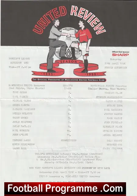 Manchester United v Nottingham Forest 1996 Reserves – Scholes