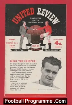 Manchester United v Preston 1953 - Man Utd 1950s - football programme