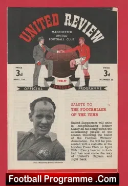 Manchester United v Sunderland 1949 - Man Utd 1940's - football programme