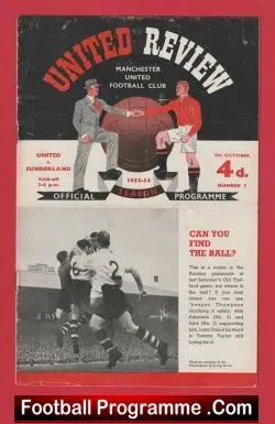 Manchester United v Sunderland 1953 - Man Utd 1950s - football programme