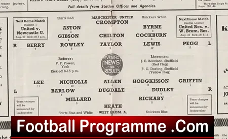 Manchester United v WBA 1953 - 1950's Man Utd Programme