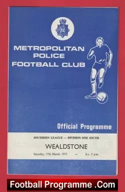 Metropolitan Police v Wealdstone 1973 - Met Police Football - football programme