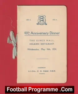 Middlesex County FA 40th Dinner Anniversary Menu 1924 - Holborn - football memorabilia