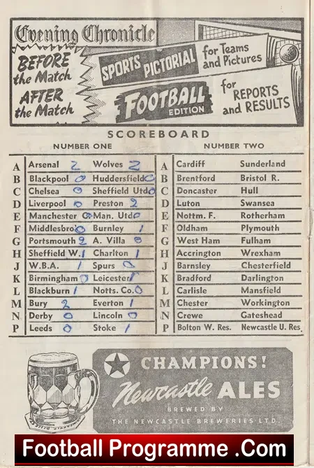 Newcastle United v Bolton Wanderers 1953