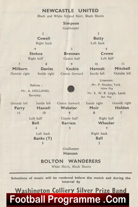 Newcastle United v Bolton Wanderers 1953