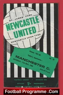 Newcastle United v Manchester City 1968 - Champions Decider Game - football programme