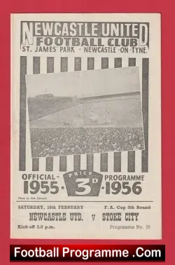 Newcastle United v Stoke City 1956 – FA Cup Match Programme