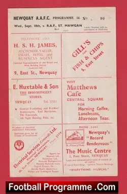 Newquay v Royal Air Force RAF 1952