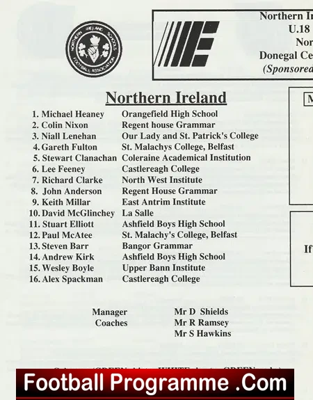 Northern Ireland v Switzerland 1993 - Schoolboys Donegal Celtic
