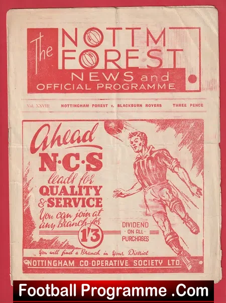 Nottingham Forest v Blackburn Rovers 1949 – 1940’s