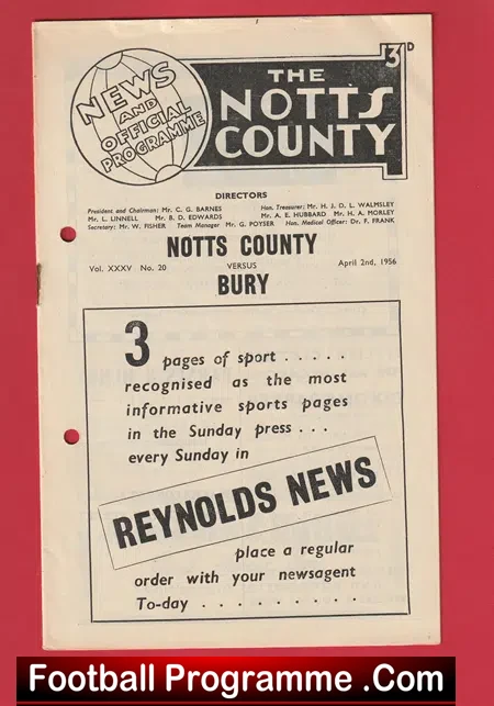 Notts County v Bury 1956