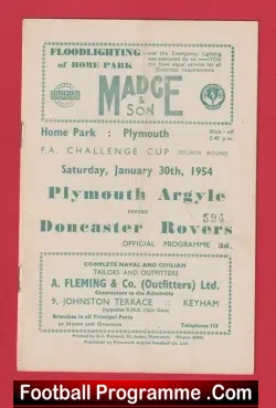 Plymouth Argyle v Doncaster Rovers 1954 – FA Cup at Home Park