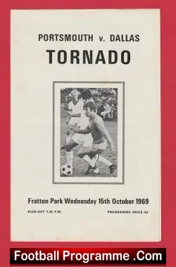 Portsmouth v Dallas Tornado 1969 - America USA Soccer Team - football programme