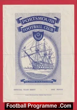 Portsmouth v Rapallo 1960 - Single Sheet Issue - football programme