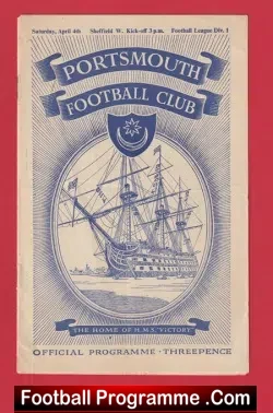 Portsmouth v Sheffield Wednesday 1953 - football programme