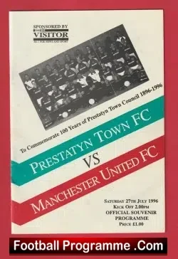 Prestatyn Town v Manchester United 1996 - 100 Years - football programme