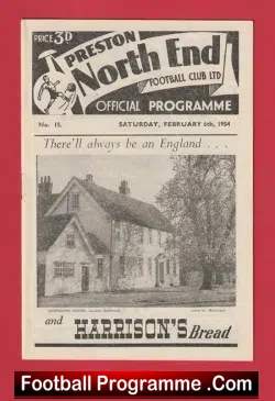 Preston North End v Manchester United 1954 - Man Utd - football programme