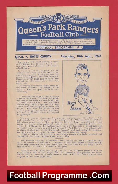 Queens Park Rangers v Notts County 1947 – QPR