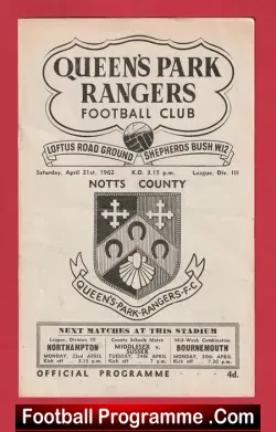 Queens Park Rangers v Notts County 1962 – QPR