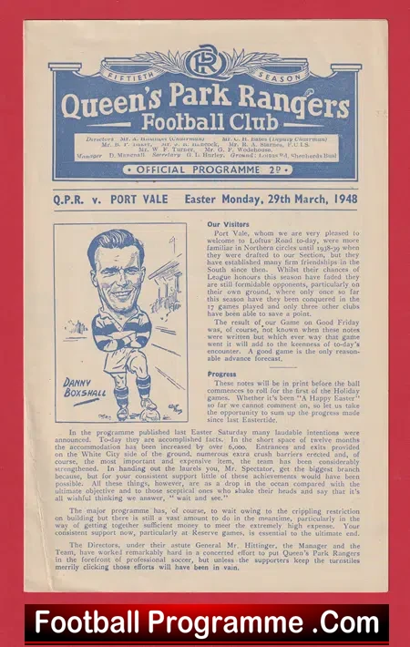 Queens Park Rangers v Port Vale 1948 - QPR