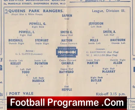 Queens Park Rangers v Port Vale 1948 - QPR