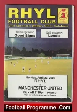 Rhyl v Manchester United 2002 - First Issue - Colour Issue - football programme
