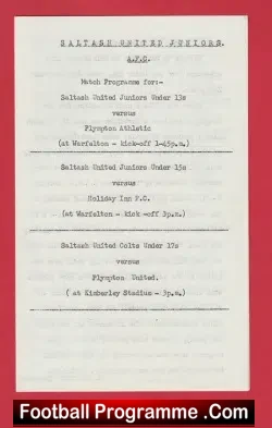 Saltash v Plympton Athletic 1990s ? – Under 15 + 13 + 17 Boys
