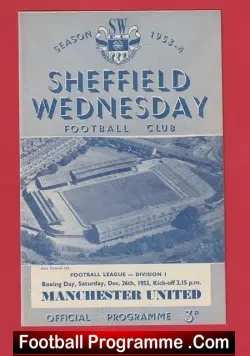 Sheffield Wednesday v Manchester United 1953 - Man Utd - football programme