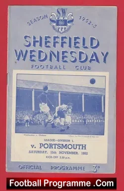 Sheffield Wednesday v Portsmouth 1952 - 1950s - football programme