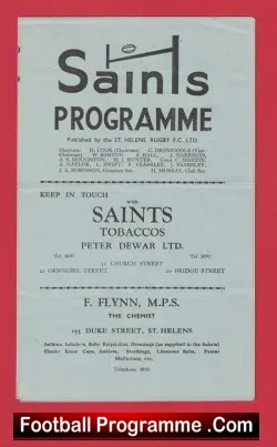 St Helens Rugby v Workington Town 1955 – 1950s