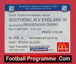 Steve Tilson Testimonial Benefit Match Ticket Southend United 03