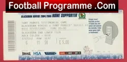 Tony Parkes Testimonial Benefit Match Ticket Blackburn Rovers 05