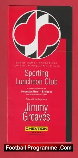 Tottenham Hotspur Jimmy Greaves Sporting Luncheon 1996 Bridgend