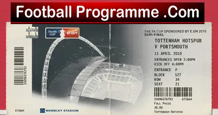 Tottenham Hotspur v Portsmouth 2010 – FAC S Final Ticket Wembley