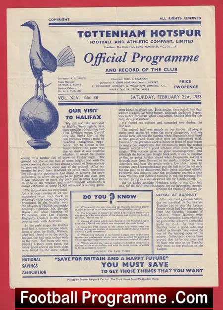 Tottenham Hotspur v Preston 1953 – 1950s
