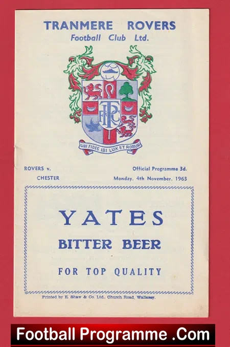 Tranmere Rovers v Chester 1963