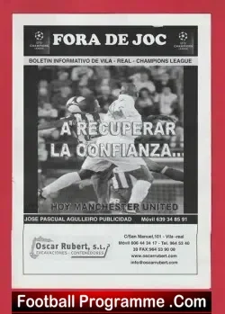 Villarreal v Manchester United 2008 Spain Champion League Pirate - football programme