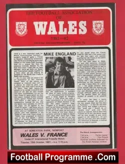 Wales v France 1981 – Under 21 at Somerton Park Newport