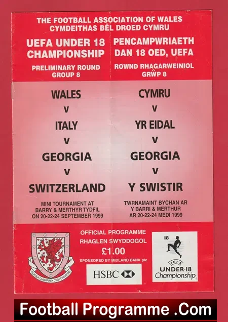 Wales v Italy 1999 – Under 18 Championship – Barry Merthyr