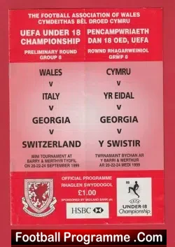 Wales v Italy 1999 – Under 18 Championship – Barry Merthyr