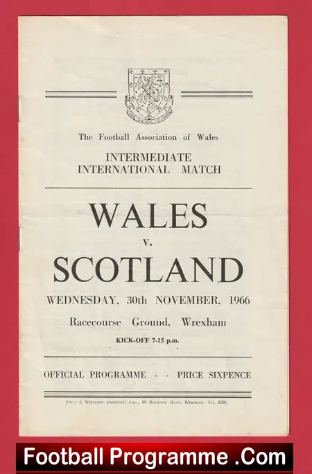 Wales v Scotland 1966 – Intermediate International at Wrexham