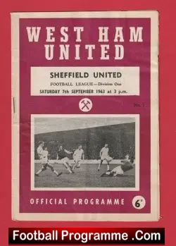 West Ham United v Sheffield United 1963 - football programme