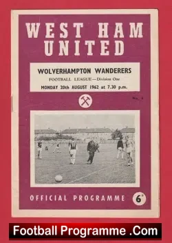 West Ham United v Wolves 1962 - football programme