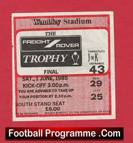 Wigan Athletic v Brentford 1985 – Members Cup Final Ticket