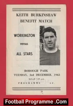 Workington v All Stars 1963 Keith Burkinshaw Testimonial Benefit - football programme