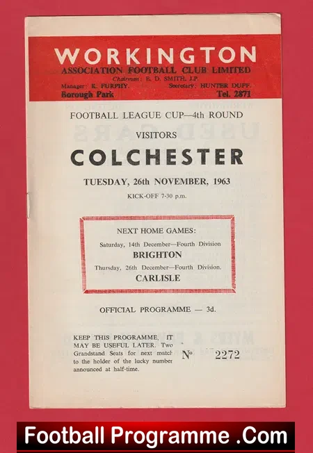 Workington v Colchester United 1963 - 1960s