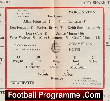 Workington v Colchester United 1963 - 1960s