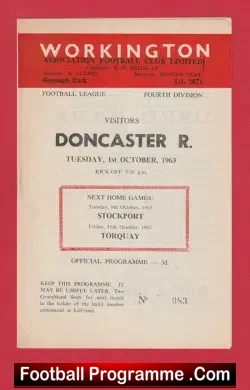 Workington v Doncaster Rovers 1963 - football programme
